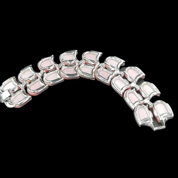 Vintage Lisner Two Tone Pink Moonglow Bracelet - Picture 5 of 6